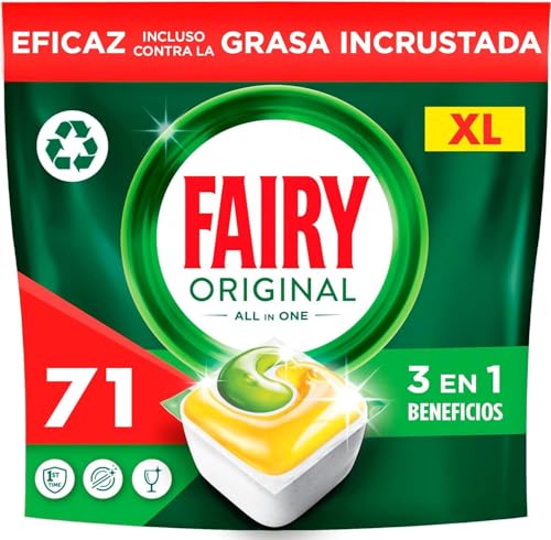 Fairy Cápsulas originais tudo em uma máquina de lavar louça, limão, 71 cápsulas, eficazes mesmo em gordura seca