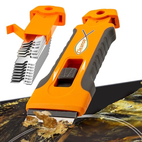 Raspador de vinil profissional 15 lâmina de raspador de cerâmica para limpeza, raspador de forno sem arranhões para arranhar o fogão, integradas para raspador de vidro