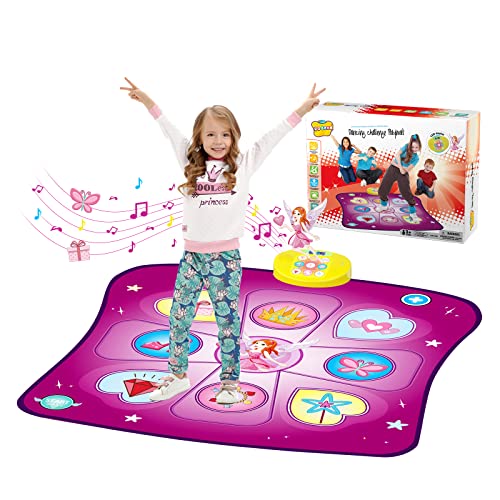 Tapete de dança brinquedo menina 3 4 5 6 7 8 9, presente meninas tapete musical com luzes LED, música incorporada, 3 modos de jogo, volume ajustável, presente de aniversário Natal para meninas meninos