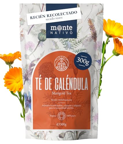 Chá de calêndula monte nativo (300 g) - Calêndula flores secas - infusão de ervas - chá de ervas - cuidadosamente cortado e seco, 100% puro e natural