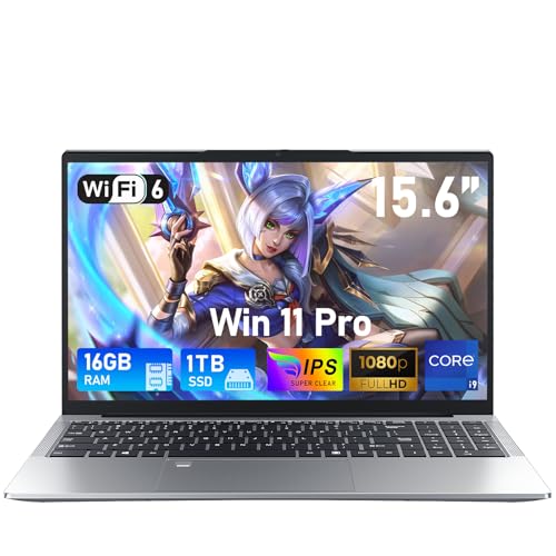 FUNYET Computador portátil i9-11900H processador de 8 cores de 15,6 polegadas Gaming Laptop 16 GB DDR4 1 TB SSD IPS 1920 × 1080 Win 11 Pro com RJ45 Type-C WiFi 6 BT 5.2 USB 3.00 Teclado R