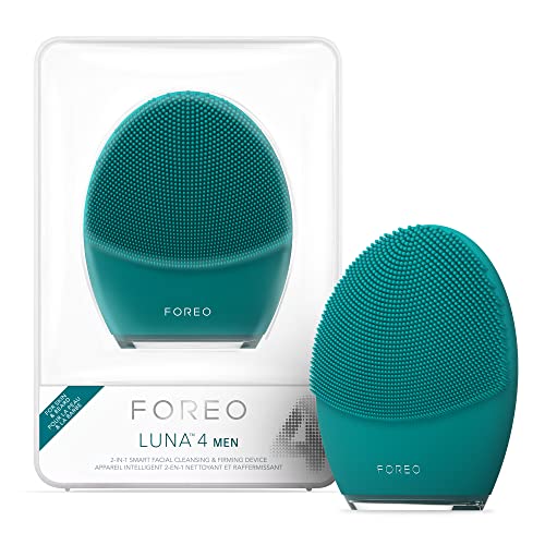 FOREO LUNA 4 MEN Escova de limpeza facial, pele e barba - Massagem facial reafirmante - Cuidados anti-envelhecimento - Melhora a absorção de produtos de cuidados faciais - Uso com app - Carregamento
