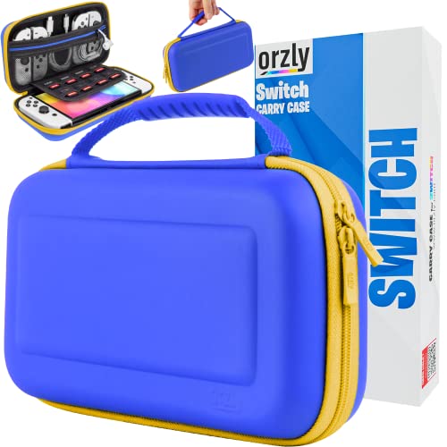 Orzly Capa de transporte para consola Nintendo Switch OLED com acessórios e compartimentos de armazenamento de jogos, capa fácil de limpar em caixa de presente