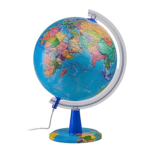 TOPGLOBE Balão iluminado de 20 cm, mapa inglês, balão político moderno, decoração educacional/geográfica/de secretária