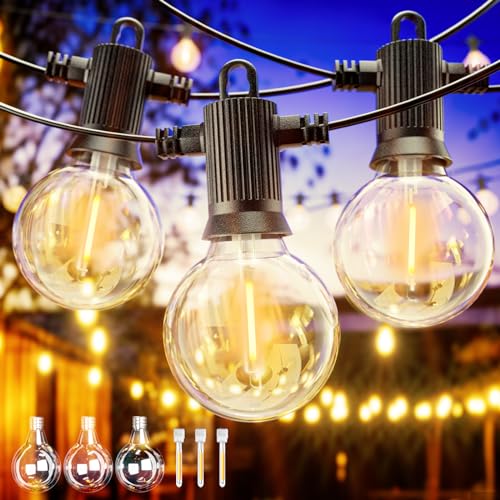 ZOTOYI Guirlanda de luzes exteriores, 45 m, G40 grinaldas exterior LED com 73 + 3 lâmpadas de guirlanda, impermeável IP65 luzes de terraço para jardim, pátio, festa casamento, 2700 K branco quente