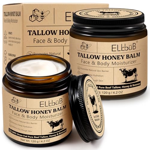 Beef Tallow Creme, creme de sebo de Res e mel, Bschleich hidratante orgânico para rosto e corpo, sem fragrância, absorção rápida, hidratação profunda, ideal para todos os tipos de pele