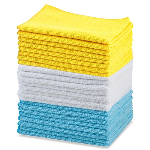 Amazon Basics Pano de limpeza de microfibra, 30,5 cm x 40,5 cm, 24 unidades, multicolorido