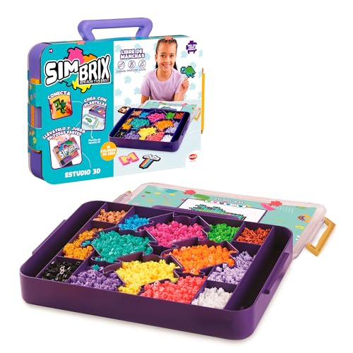 Bizak Simbrix Connect & Wow Estúdio 3D, maletin de construção com brix de 16 cores, palmilhas e conectores, brinquedo para meninos e meninas com mais de 5 anos (64008005)