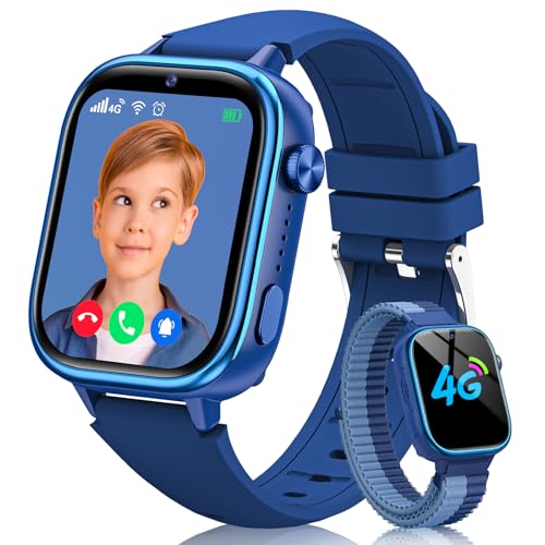 Sanorum 2025 Relógio inteligente para crianças, 4G Smartwatch crianças com GPS e telefone, videochamadas, função SOS, mensagens, modo escola, despertador, câmara podómetro IP68 relógio inteligente