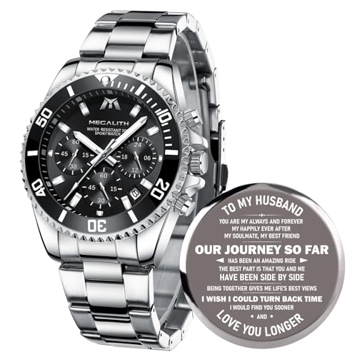 MEGALITH Relógios homem aço inoxidável relógios grande de pulseira cronógrafo impermeável elegante relógio analógico homem designer luminoso data, presentes para homens