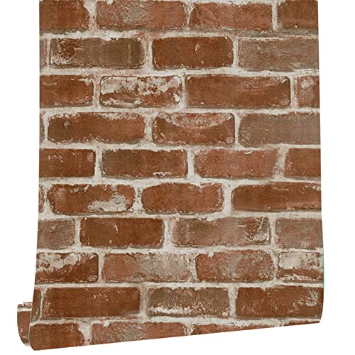 myforHD Papel de parede autocolante tijolo pedra 44 cm x 300 cm papel de parede decorativo removível impermeável estilo retro vinil PVC autocolante