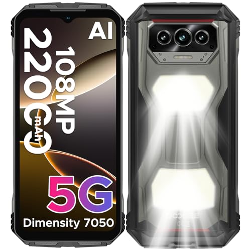 DOOGEE V MAX S Mobile inquebrável 5G, 22000 mAh (33W), 6,58'' FHD+ 120Hz, MTK7050 24 GB + 256 GB telemóvel rugerizado, visão noturna de 108 MP+ 20 MP, GPS, OTG, NFC, pegada. /Face ID, Duplo SIM 5G