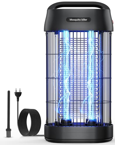 Candeeiro anti-mosquitos, 3000 V UV mata mosquitos elétricos, candeeiro de mosquitos silencioso, não tóxico e inodoro, resistente à água IPX4, para interior, exterior, cozinha, quarto, jardim (100 m²)