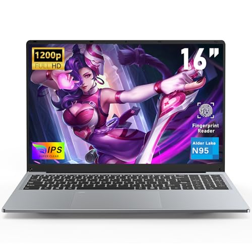 FUNYET Computador portátil de 16 polegadas, 16 GB de RAM, 1 TB de SSD, Win 11 Pro, PC portátil processador N95 de 12ª geração (até 3,4 GHz), FHD 1920 * 1200, teclado retroiluminado