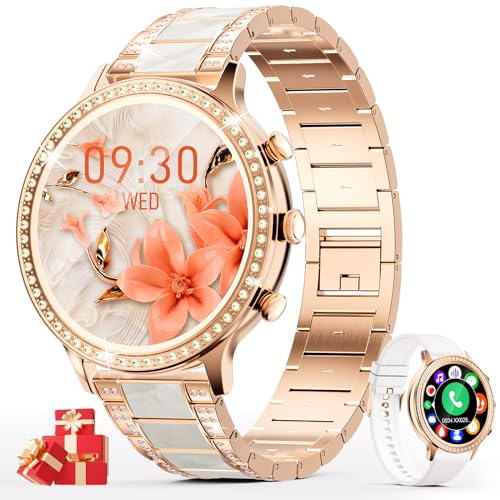 ZKCREATION Relógio inteligente mulher com chamada - Smartwatch mulher com multidesporto, pulseira atividade com pedómetro, pulsómetro, monitor de sono, reprodutor de música para Android iOS