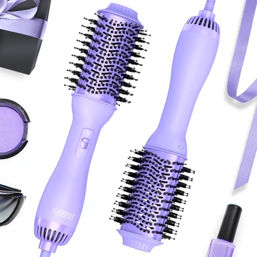 LANDOT Escova secador de cabelo escova de ar quente: Salon One-Step secador e volume 60 mm - condicionamento iónico modelador de cabelo - cilindro de titânio e cerâmica