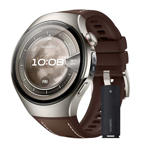 HUAWEI Watch 5, 46 mm Smartwatch , Sound Joy 2 preto, multi-sensor revolucionário X-Tap, SpO2 com ponta de dedo, Health Glance, ECG, HRV, eSIM, Android & iOS