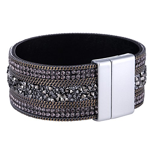 Morella pulseira de mulher pulseira brilhante com pedras de zircão e fecho magnético