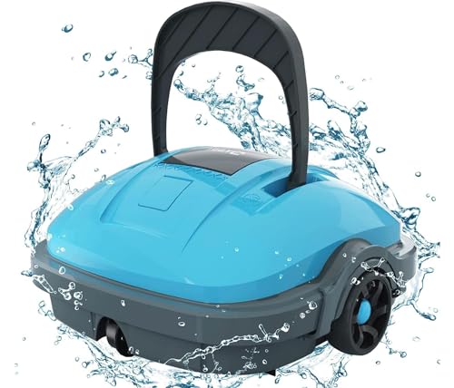 Robot Limpeza de fundos de piscina elétrica sem cabo para aspirador piscinas de até 50 m², robô limpa fundos piscina com filtração dupla e estacionamento automático, motores de dupla tração