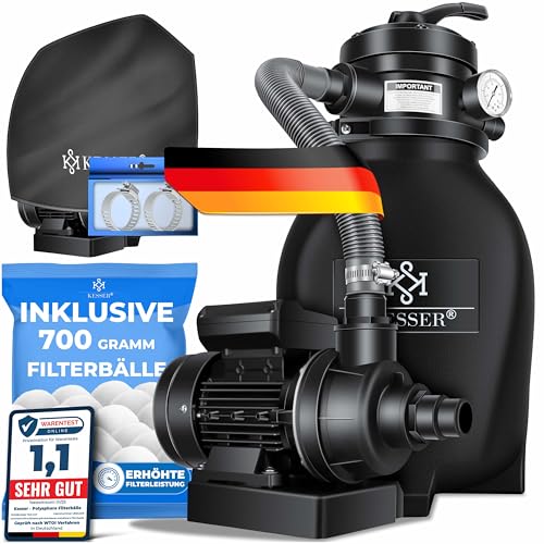 KESSER® Filtro de areia, sistema de filtragem de areia e bolas de filtragem de 700 g que substituem 25 kg de areia de filtragem para piscinas, sistema de filtragem de 10 mnewskill /h para piscinas,