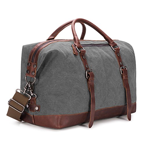 BAOSHA HB-14 - Bolsa de viagem de lona para homem, Cinza, Saco de viagem