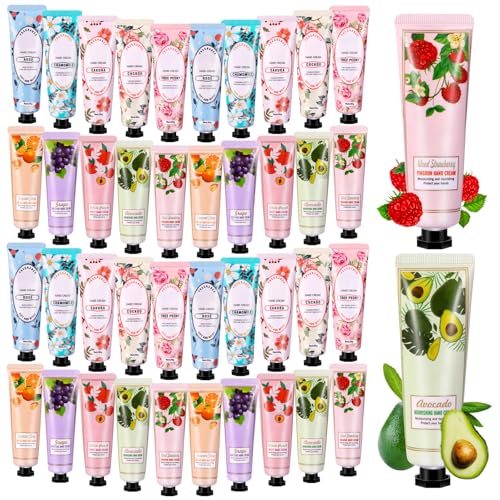 40 pacotes de creme mãos de presente de Natal para mãos secas e rachadas, hidratante, fragrância para mãos, dia e noite, absorve-se rapidamente, grande odor, óleo sem odores (1200 ml)