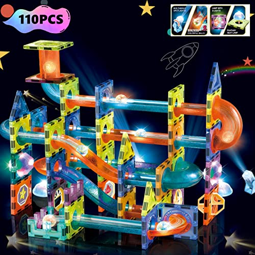 BINZKBB Blocos de construção magnéticos 3D para crianças, jogos educativos criativos Stem, brinquedos ímãs para meninos meninas de 5 6 7 8 9 10 anos presentes (110 peças)