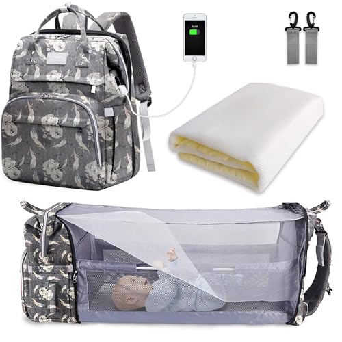 SNDMOR Mochila de fraldas, grande mochila maternidade para bebé, mochila de carrinho de bebé multifuncional, bolsa de fraldas com trocador e porta de carregamento USB, adequada para mãe e pai