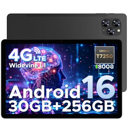 DOOGEE Tab G6 Tableta Andriod 16, Tablet 11 Pulgadas, 30GB RAM + 256GB ROM Tablet con Tarjeta Sim, 8000mAh Batería, T7250 Octa-Core, Widevine L1, Netflix, 4G LTE, 3.5mm Auriculares/5G WiFi/Face ID