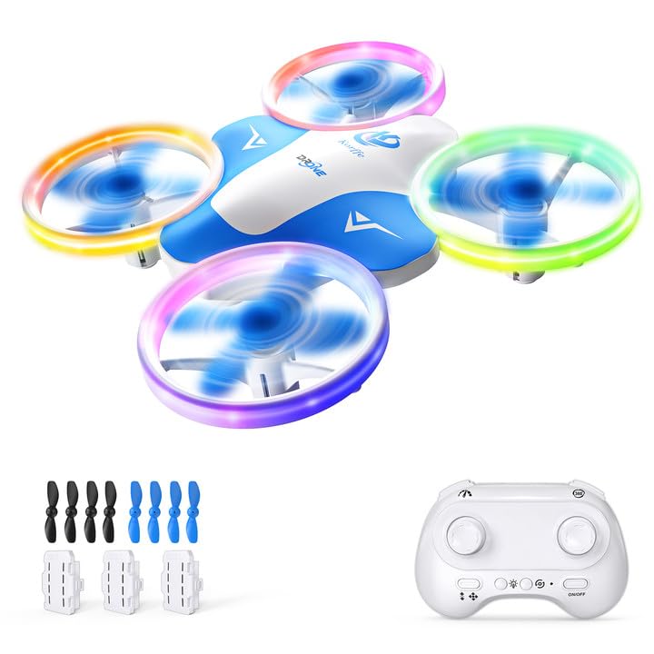 Korffe Mini drone para crianças de 6, 7, 8, 9 e 10 anos, avião remoto de brinquedo para crianças e iniciantes com luzes LED, ideal para interiores e exteriores, ideal como presente para meninos e