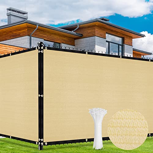 Duerer Malha de ocultação de jardim, 1,8 m x 15,2 m, malha de sombra, 170 g/m² densidade HDPE proteção UV privacidade para cercas de jardim, terraço, varanda e cercas, areia