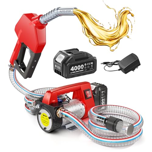 Taskstar Bomba de transferência diesel a bateria de 45 l/min, conjunto de bombas elétricas de 21 V com bateria de 1 x 4,0 Ah, bomba portátil para óleo combustível com , 2 tubos de 2 m para diesel