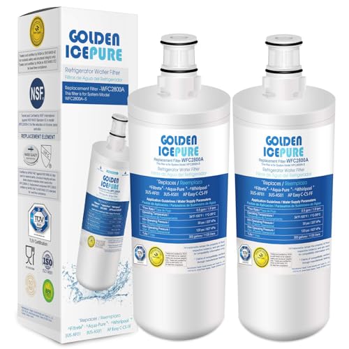 GOLDEN ICEPURE Filtro de água para frigorífico, compatível com 3US-AF01,3US-AS01, Whirlpool WHCF-SRC, WHCF-SUFC, WHCF-SUF, 2 peças