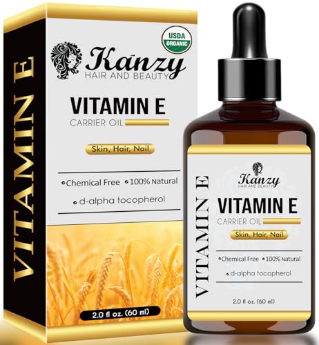 Kanzy Óleo de vitamina E líquido para cuidados faciais, 100% natural à base de plantas vitamina E óleo para o cabelo d-alfa-tocoferol 60 ml óleo corporal para mulheres e homens