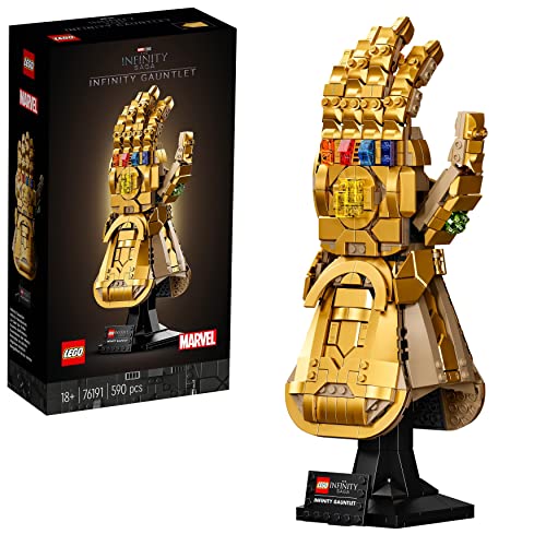LEGO Marvel Luvas de infinito, casaco de luva de Thanos dos Vingadores, presente para homens e mulheres e frans de super-heróis, conjunto de construção para adultos colecionável 76191