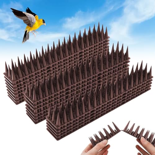 QINERSAW 20 peças repelente de pombos de plástico 6 metros repelente de pombos de plástico castanho design de pino duplo bicos para pombos pardais andorinhas repelente de pombos