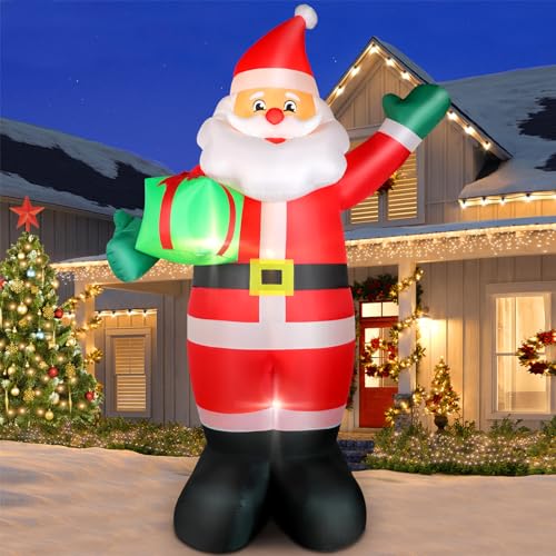 300 cm insuflável Pai Natal com soprador luz LED, gigante 10 pés Pai Natal com caixa verde, Natal IP44 resistente às intempéries, deco de iluminação para jardim interior, pátio ao ar livre