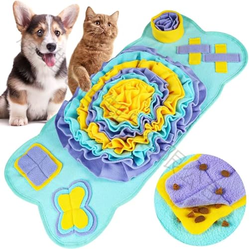 Genérico Tapete opcional para cães, Snuffle Mat interativo, conjunto de inteligência e treino, manta de alimentação lenta para cães, cães médios e grandes (33 x 73 osso turquesa)
