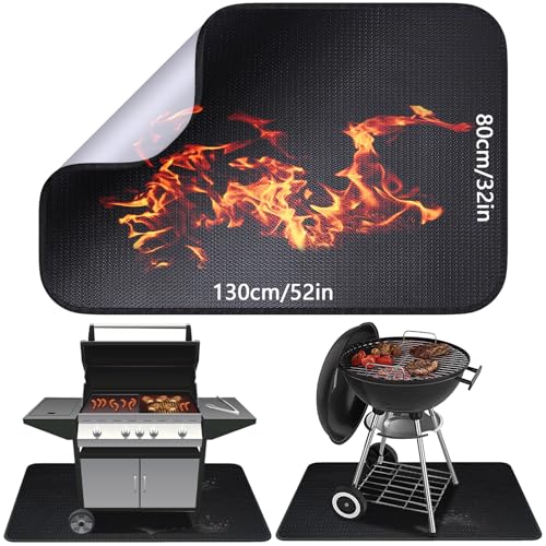 Alckijy Tapete para churrasco, tapete resistente de grau antiaderente para churrascos ao ar livre, 80 x 130 cm, para churrasco ao ar livre, tapete ignífugo, proteção de relva, tapete
