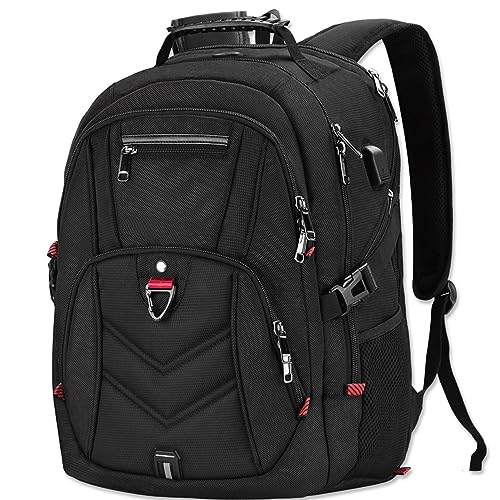 NEWHEY Mochila portátil 17,3 polegadas homem com porta USB grande mochila para portátil 17 polegadas impermeável viagem negócios universidade