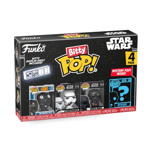 Funko Bitty Pop! Star Wars - Darth Vader™, TIE Fighter Pilot™, Stormtrooper™ e uma mini figura misteriosa surpresa de 0,9 polegadas (2,2 cm) colecionável- Revista empilhável incluída- ideia de