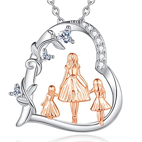 EUDORA Harmony Ball Collar para Madre Hija Plata de Ley 925, Colgante Amor de Madre de Corazón, Joyería de Mamá de Hija Hijo, Original Día de la Madre Regalo para Madre Hija Abuela Esposa, 45CM
