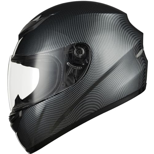 Favoto Capacete integral para mota respirável - capacete de motocicleta para mulher homem adultos proteção de segurança certificado ECE 61 cm fibra de carbono