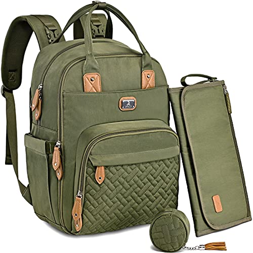 Dikaslon Mochila trocador, mochila de fraldas grandes malas multifuncionais para bebés com trocador portátil, porta-chupeta e correias para o carrinho, para a mãe e o pai