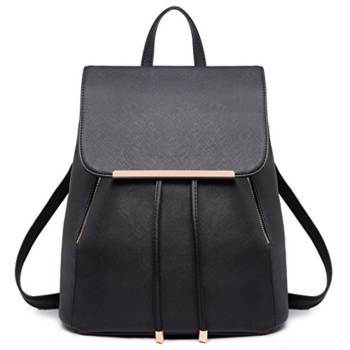 Miss Lulu Women's PU Anti-Theft Backpack, Large Capacity Fashion School Bag with Multiple Pockets, Convertible Shoulder Bag for Work, Travel, and Daily Use