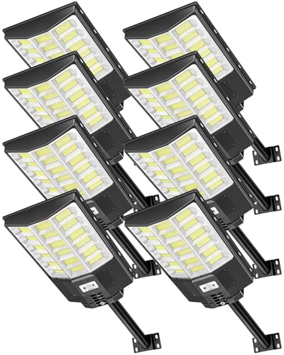 Sararoom Lanternas solares 1000 W | 6500 K holofotes LED para exterior, impermeável, IP65, lâmpada de energia solar com sensor de movimento e controlo remoto, luz de segurança para caminho, terraço,