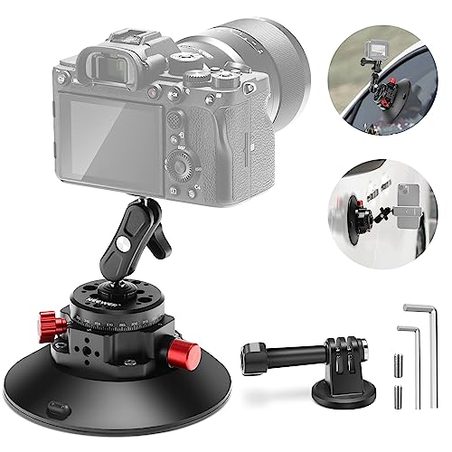 NEEWER 6" Suction Cup Camera Mount com braço mágico cabeça bola, metal Car Mount para câmera/câmara ação/telefone, Air Pump Vacuum em vidro de carro ou janela com 3/8" ARRI orifícios, CA01333013 12