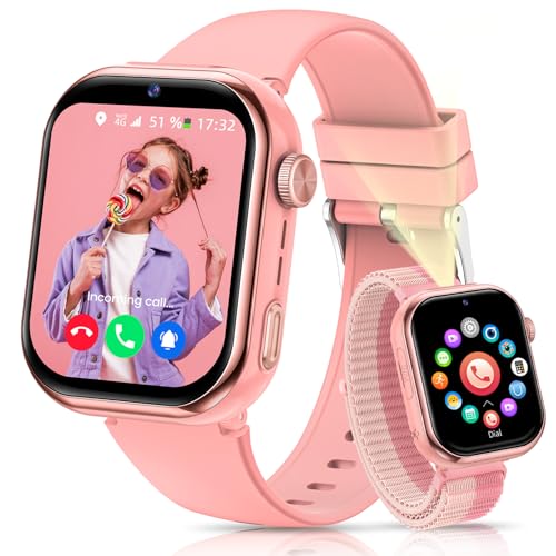 AIMIUVEI 4G Relógio inteligente para crianças, 1,83''HD Smartwatch crianças com GPS e chamadas, bateria de 800 mAh, videochamadas e chat de voz, WiFi/LBS/SOS/SMS, modo escola, podómetro, despertador
