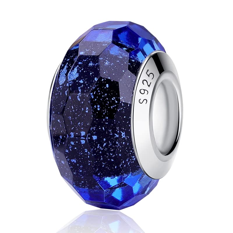 Nbsameng Charm em vidro de murano, pendente transparente para pulseira e corrente para mulher, flor encantos de prata 925%, miçangas compatíveis Pandora Gnoce e Trollbeads