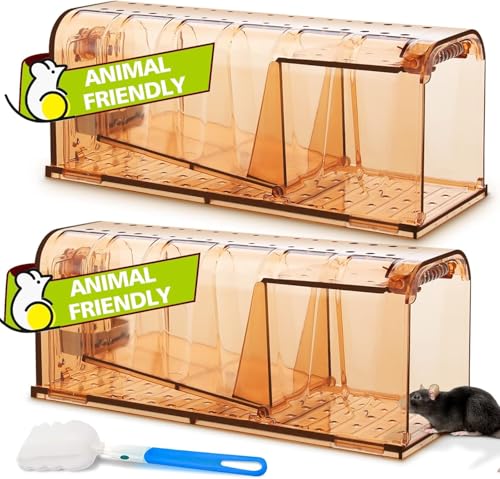 TAKRINK Armadilha para ratos 2 peças armadilhas ratos para interiores sem matar rato rato vivo reutilizável com orifício de ar sem mecanismo de libertação tátil para cozinha jardim casa sótão garagem
